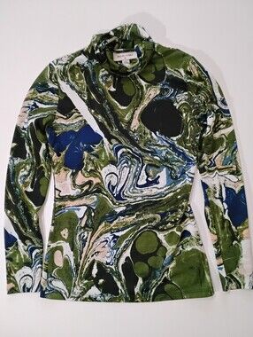 Rachel Comey Turtleneck Top Womens Size XS Abstract Camo Blouse Limited Edition